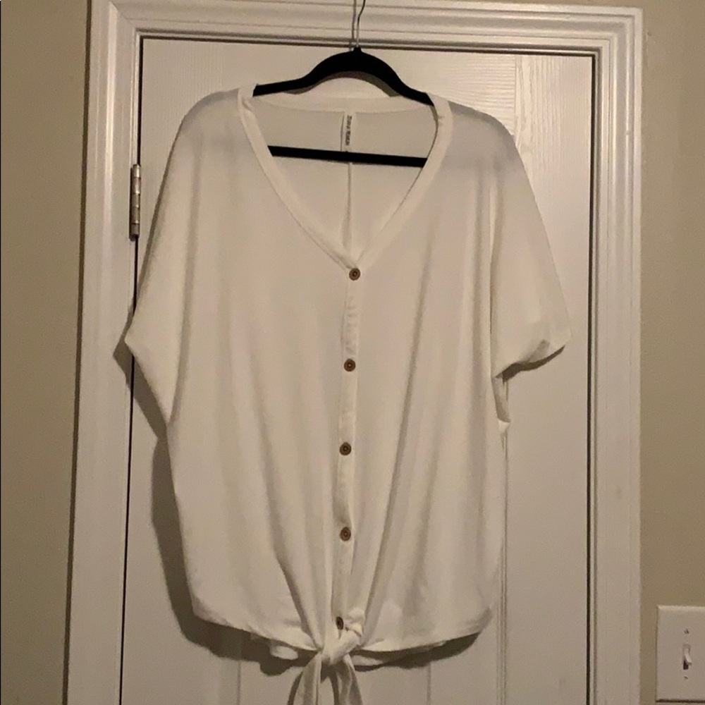 Oversized cream colored tye front Shirt.
